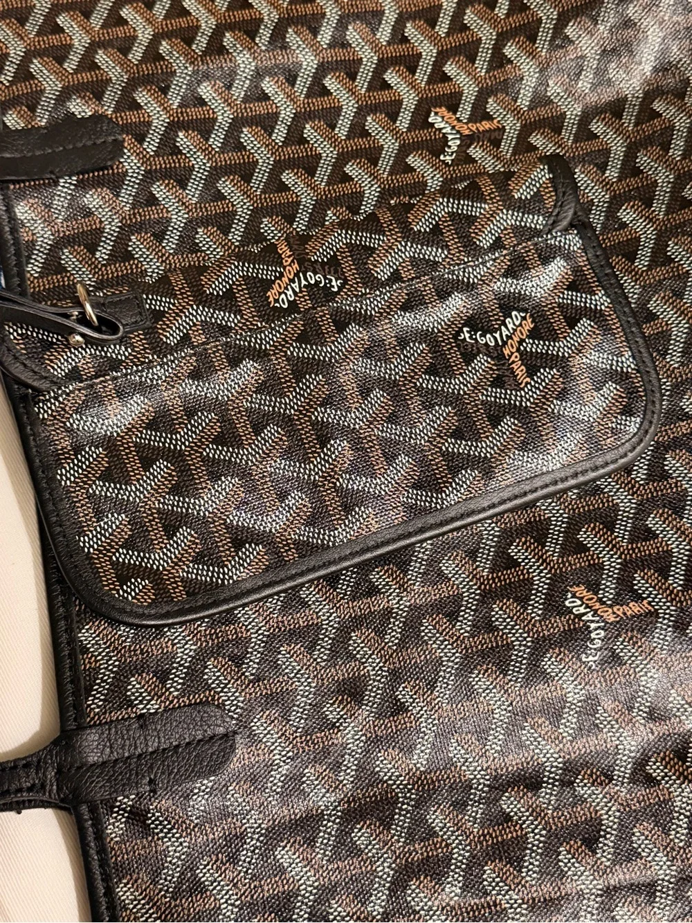 Goyard Saint Louis GM tote in Black and Brown Goyard Canvas - Picture 6 of 16